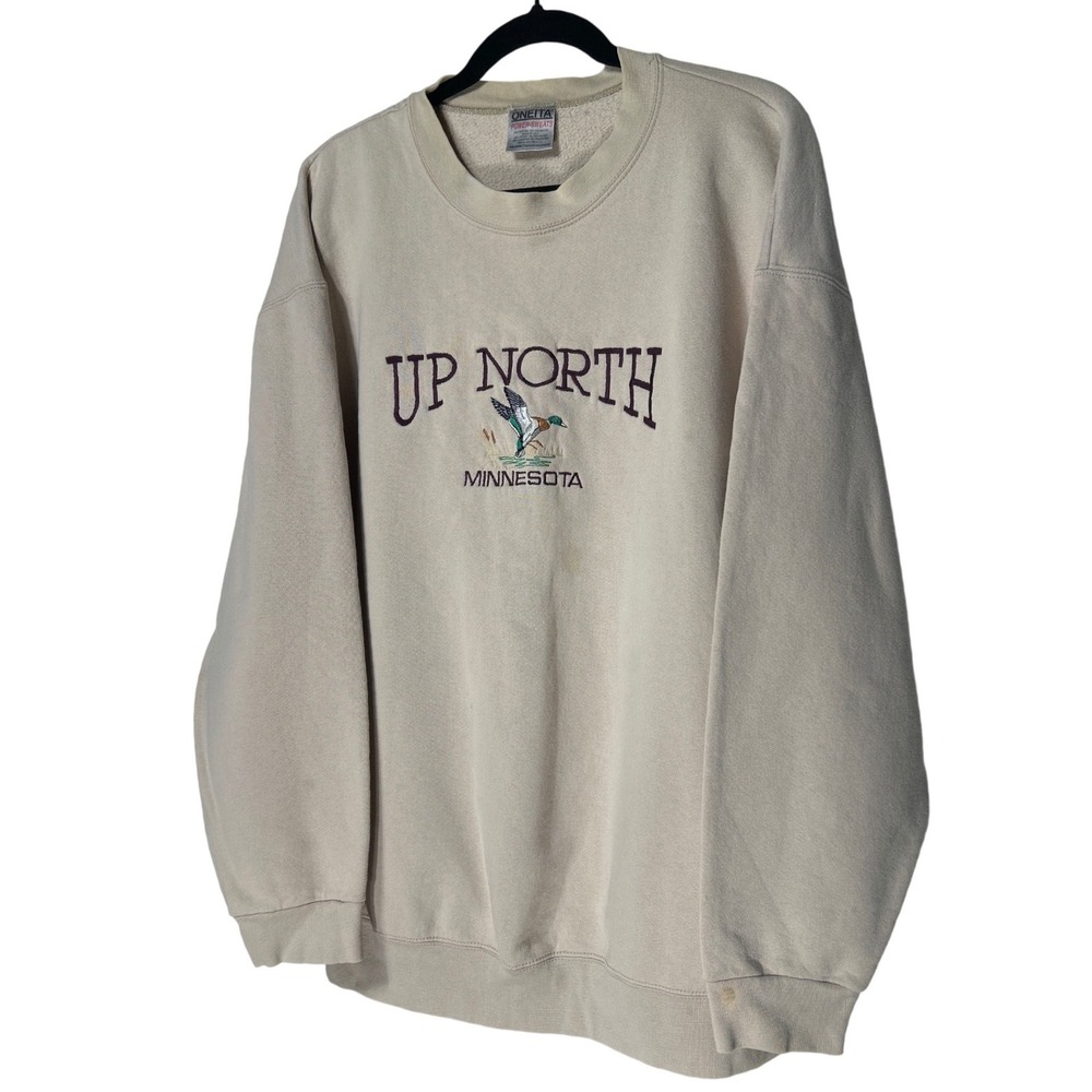 Vintage Oneita Power Sweats Up North Minnesota Duck Embroidered Sweatshirt XL